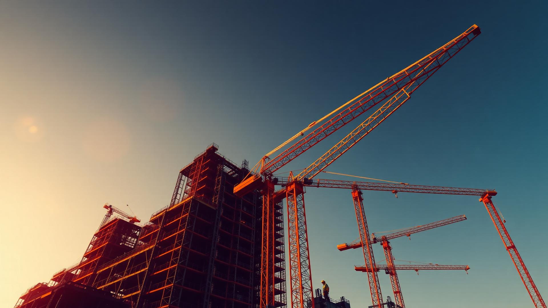 Construction site at golden hour